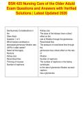 BSN 425 Nursing Care of the Older Aduld&NewLine;Exam Questions and Answers with Verified&NewLine;Solutions &vert; Latest Updated 2026