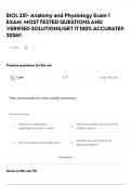 BIOL 251- Anatomy and Physiology Exam 1 EXAM&comma; MOST TESTED QUESTIONS AND VERIFIED SOLUTIONS&sol;GET IT 100&percnt; ACCURATE&excl;&excl; 2026&excl;&excl;