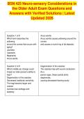 BSN 425 Neuro-sensory Considerations in&NewLine;the Older Adult Exam Questions and&NewLine;Answers with Verified Solutions &vert; Latest&NewLine;Updated 2026
