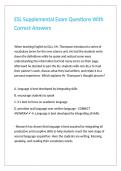 ESL Supplemental Exam Questions With Correct Answers 