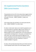 ESL Supplemental Practice Questions With Correct Answers 