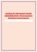 ATI RN MENTAL HEALTH PROCTORED EXAM 2023 WITH 70 REAL EXAM QUESTIONS AND ANSWERS RETAKE