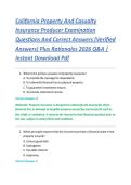 California Property And Casualty &NewLine;Insurance Producer Examination &NewLine;Questions And Correct Answers &lpar;Verified &NewLine;Answers&rpar; Plus Rationales 2026 Q&A &vert; &NewLine;Instant Download Pdf 