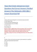 Texas Real Estate Salesperson Exam &NewLine;Questions And Correct Answers &lpar;Verified &NewLine;Answers&rpar; Plus Rationales 2026 Q&A &vert; &NewLine;Instant Download Pdf 