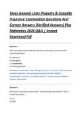 Texas General Lines Property & Casualty &NewLine;Insurance Examination Questions And &NewLine;Correct Answers &lpar;Verified Answers&rpar; Plus &NewLine;Rationales 2026 Q&A &vert; Instant &NewLine;Download Pdf 