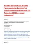 Florida 2-20 General Lines Insurance &NewLine;Agent Examination Questions And &NewLine;Correct Answers &lpar;Verified Answers&rpar; Plus &NewLine;Rationales 2026 Q&A &vert; Instant &NewLine;Download Pdf
