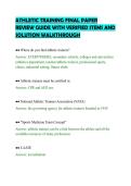ATHLETIC TRAINING FINAL PAPER&NewLine;REVIEW GUIDE WITH VERIFIED ITEMS AND&NewLine;SOLUTION WALKTHROUGH