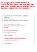 Lab Management Exam 1 MOST RECENT EXAM &NewLine;2025&sol;2026 ACTUAL COMPLETE REAL EXAM QUESTIONS &NewLine;AND CORRECT ANSWERS &lpar;VERIFIED ANSWERS&rpar; ALREADY &NewLine;GRADED A&plus; &sol; NEWEST EXAM &sol;JUST RELEASED&excl;&excl;