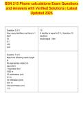 BSN 215 Pharm calculations Exam Questions&NewLine;and Answers with Verified Solutions &vert; Latest&NewLine;Updated 2026