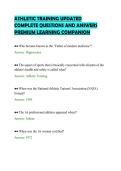 ATHLETIC TRAINING UPDATED&NewLine;COMPLETE QUESTIONS AND ANSWERS&NewLine;PREMIUM LEARNING COMPANION&NewLine;