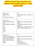 BSN 215 Insulin Exam Questions and&NewLine;Answers with Verified Solutions &vert; Latest&NewLine;Updated 2026