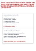 Exercise Science 101 Final Exam Review PREDICTOR FINAL EXAM &NewLine;2026-2027 NEWEST VERSION WITH COMPLETE QUESTIONS AND &NewLine;CORRECT DETAILED ANSWERSVERIFIED 100&percnt; &sol; NEWEST EXAM &NewLine;&sol;JUST RELEASED&excl;&excl; 