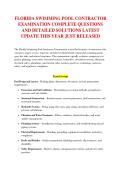 FLORIDA SWIMMING POOL CONTRACTOR &NewLine;EXAMINATION COMPLETE QUESTIONS &NewLine;AND DETAILED SOLUTIONS LATEST &NewLine;UPDATE THIS YEAR JUST RELEASED