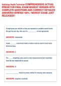 Audiology Health Technician COMPREHENSIVE ACTUAL &NewLine;PREDICTOR FINAL EXAM NEWEST VERSION WITH &NewLine;COMPLETE QUESTIONS AND CORRECT DETAILED &NewLine;ANSWERSVERIFIED 100&percnt; &sol; NEWEST EXAM &sol;JUST &NewLine;RELEASED&excl;&excl; 