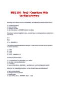 MSE 200 - Test 1 Questions With Verified Answers