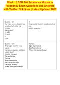 Week 10 BSN 346 Substance Misuse in&NewLine;Pregnancy Exam Questions and Answers&NewLine;with Verified Solutions &vert; Latest Updated 2026