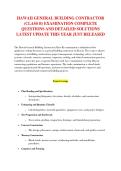 HAWAII GENERAL BUILDING CONTRACTOR &NewLine;&lpar;CLASS B&rpar; EXAMINATION COMPLETE &NewLine;QUESTIONS AND DETAILED SOLUTIONS &NewLine;LATEST UPDATE THIS YEAR JUST RELEASED 