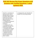 BUS 303 Review Day Exam Questions and&NewLine;Answers with Verified Solutions &vert; Latest&NewLine;Updated 2026