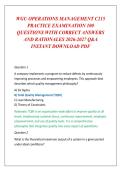 WGU OPERATIONS MANAGEMENT C215 PRACTICE EXAMINATION 100 QUESTIONS WITH CORRECT ANSWERS AND RATIONALES 2026-2027 Q&A INSTANT DOWNLOAD PDF