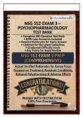 NSG 552 Exam 3 Psychopharmacology&colon; 200-Q Test Bank with NGN Case Scenarios & Rationales