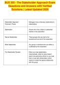 BUS 303 - The Stakeholder Approach Exam&NewLine;Questions and Answers with Verified&NewLine;Solutions &vert; Latest Updated 2026