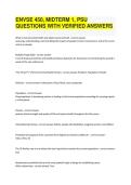 ENVSE 450&comma; MIDTERM 1&comma; PSU QUESTIONS WITH VERIFIED ANSWERS