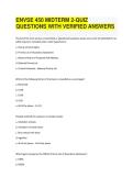 ENVSE 450 MIDTERM 2-QUIZ QUESTIONS WITH VERIFIED ANSWERS