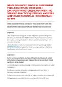 NR509 ADVANCED PHYSICAL ASSESSMENT FINAL EXAM STUDY GUIDE 2026 &vert; EXAMPLIFY PROCTORED EXAM PREP &vert; 100 VERIFIED PRACTICE QUESTIONS&comma; ANSWERS & DETAILED RATIONALES &vert; CHAMBERLAIN NR 509