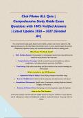 Club Pilates ALL Quiz &vert; Comprehensive Study Guide Exam Questions with 100&percnt; Verified Answers &vert; Latest Update 2026 &ndash; 2027 &lpar;Graded A&plus;&rpar;&NewLine;