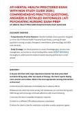 ATI MENTAL HEALTH PROCTORED EXAM WITH NGN STUDY GUIDE 2026 &vert; COMPREHENSIVE PRACTICE QUESTIONS&comma; ANSWERS & DETAILED RATIONALES &vert; ATI PSYCHIATRIC NURSING EXAM PREP
