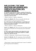NUR 210 EXAM 1 TEST BANK QUESTIONS AND ANSWERS WITH COMPLETE SOLUTIONS 100&percnt; CORRECT RATED A&plus;