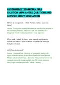 AUTOMOTIVE TECHNICIAN FULL&NewLine;SOLUTION VIEW AHEAD QUESTIONS AND&NewLine;ANSWERS STUDY COMPANION