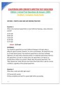 CALIFORNIA DMV DRIVER S WRITTEN TEST 2025&sol;2026 Edition &vert; Actual Test Questions & Answers 100&percnt; Verified &vert; Complete Study Guide