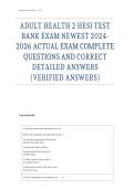 ADULT HEALTH 2 HESI TEST BANK EXAM NEWEST 2024-2026 ACTUAL EXAM COMPLETE QUESTIONS AND CORRECT DETAILED ANSWERS &lpar;VERIFIED ANSWERS&rpar;