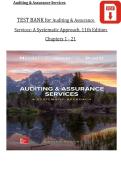 TEST BANK for Auditing & Assurance &NewLine;Services&colon; A Systematic Approach&comma; 11th Edition &NewLine;Chapters 1 - 21  &NewLine;