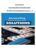 Solution Manual &NewLine;Accounting What The Numbers Mean  &NewLine;13th Edition by David Marshall All Chapters 1 - 16 
