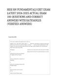 HESI RN FUNDAMENTALS EXIT EXAM LATEST 2024-2025 ACTUAL EXAM 100 QUESTIONS AND CORRECT ANSWERS WITH RATIOANLES &lpar;VERIFIED ANSWERS&rpar;