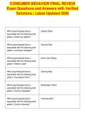 CONSUMER BEHAVIOR FINAL REVIEW&NewLine;Exam Questions and Answers with Verified&NewLine;Solutions &vert; Latest Updated 2026
