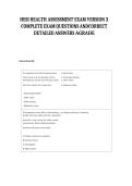 HESI HEALTH ASSESSMENT EXAM VERSION 3 COMPLETE EXAM QUESTIONS ANDCORRECT DETAILED ANSWERS AGRADE