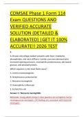 COMSAE Phase 1 Form 114 &NewLine;Exam QUESTIONS AND &NewLine;VERIFIED ACCURATE &NewLine;SOLUTION &lpar;DETAILED & &NewLine;ELABORATED&rpar; &vert;GET IT 100&percnt; &NewLine;ACCURATE&excl;&excl; 2026 TEST 