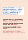 NUR 2063 &sol; NUR2063&colon; Essentials of &NewLine;Pathophysiology Exam 2 Merged &NewLine;With Correct Complete Verified &NewLine;Answers &vert;&vert; Already Graded A&plus; &vert;&vert; &NewLine;2026-2027 Latest Update&excl;&excl;&excl;