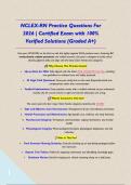 NCLEX-RN Practice Questions For 2026 &vert; Certified Exam with 100&percnt; Verified Solutions &lpar;Graded A&plus;&rpar;&NewLine;