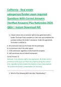 California Real Estate Salesperson & Broker Exam Questions and Answers 2026 &vert; Verified Answers with Detailed Rationales &vert; Q&A PDF Study Guide