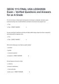 GEOG 1113 FINAL UGA LEIGH2026 Exam &ndash; Verified Questions and Answers for an A Grade
