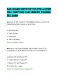 BAIL BONDS CERTIFICATION EVALUATION&NewLine;FULL QUESTIONS AND VERIFIED ANSWERS&NewLine;TEST BANK