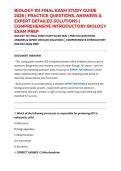 BIOLOGY 101 FINAL EXAM STUDY GUIDE 2026 &vert; PRACTICE QUESTIONS&comma; ANSWERS & EXPERT DETAILED SOLUTIONS &vert; COMPREHENSIVE INTRODUCTORY BIOLOGY EXAM PREP