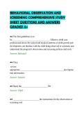 BEHAVIORAL OBSERVATION AND&NewLine;SCREENING COMPREHENSIVE STUDY&NewLine;SHEET QUESTIONS AND ANSWERS&NewLine;GRADED A&plus;