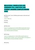BEHAVIORAL OBSERVATION AND&NewLine;SCREENING FULL QUESTIONS AND&NewLine;CORRECT ANSWERS COMPLETE REVIEW&NewLine;SHEET