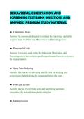 BEHAVIORAL OBSERVATION AND&NewLine;SCREENING TEST BANK QUESTIONS AND&NewLine;ANSWERS PREMIUM STUDY MATERIAL
