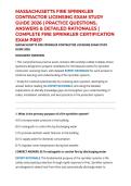 MASSACHUSETTS FIRE SPRINKLER CONTRACTOR LICENSING EXAM STUDY GUIDE 2026 &vert; PRACTICE QUESTIONS&comma; ANSWERS & DETAILED RATIONALES &vert; COMPLETE FIRE SPRINKLER CERTIFICATION EXAM PREP
